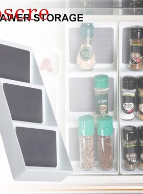 Kitchen Spice Rack Drawer Storage Non-skid 3 Grids Organizer