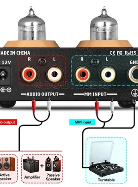 Mini HiFi MM Phono Stage Turntable Preamp Stereo Audio Vacuu