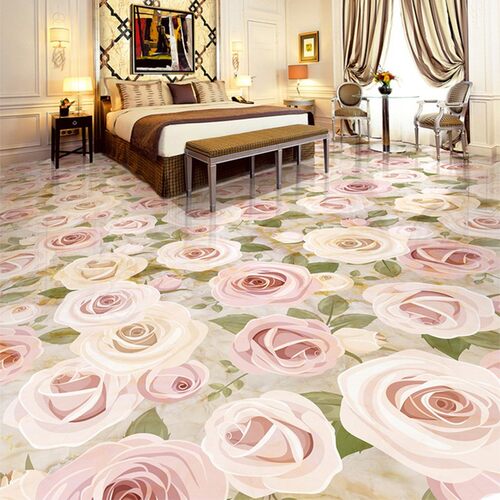 European Style Jade Reliefs Plants Flowers 3D Floor Tiles W