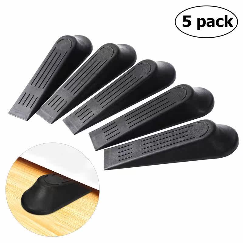 *WINOMO 5pcs Door Stop Stoppers Door Block Wedges (Black)