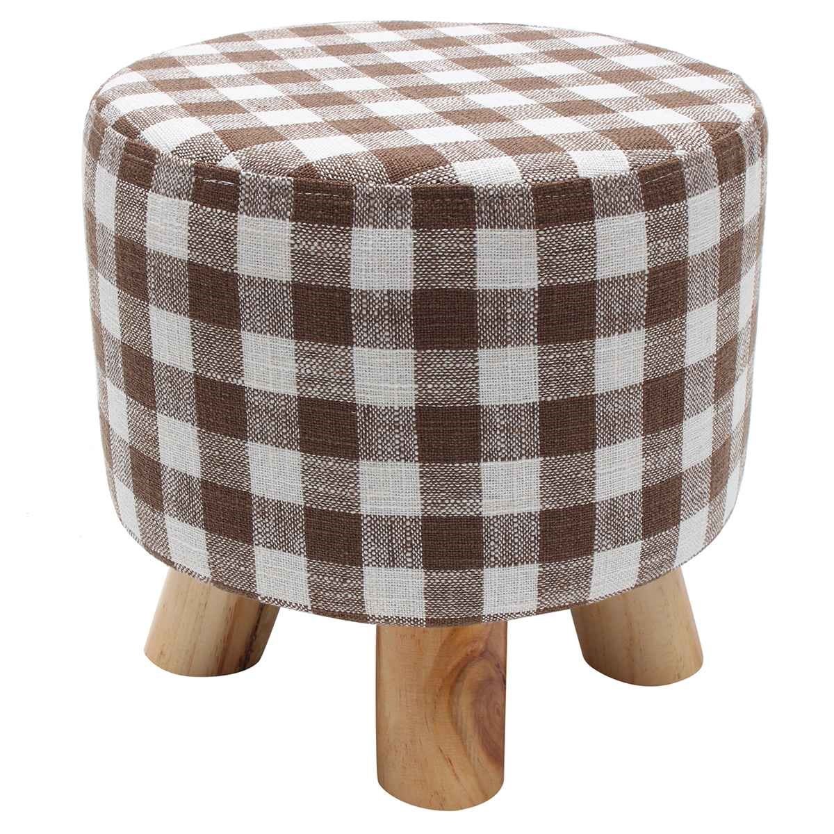 Modern Round Solid Pine Wooden Footstool Ottomans Nordic Pou