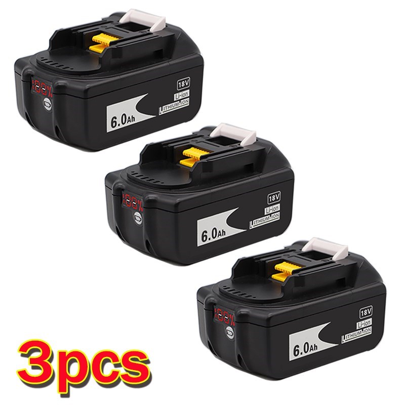 3PCS Newest Version BL1860 18V 6000mAh Li ion Rechargeable B