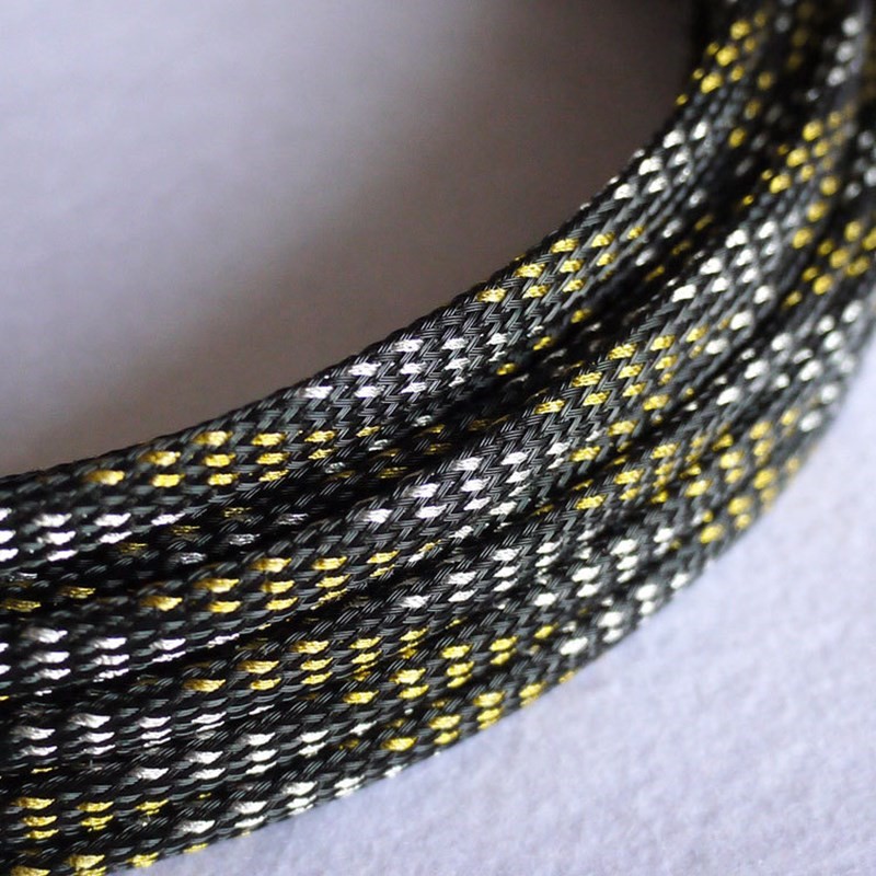 Black&Gold&Silver 4-16mm Cable Sleeves Encrypted Snakeskin M