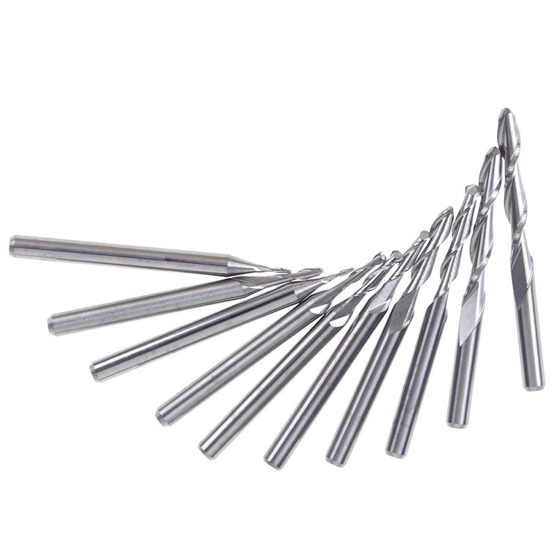 10pcs End Milling Cutter Set Shank Carbide Ball Nose 1mm-3.1