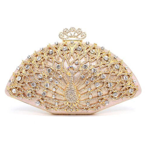 Luxury Designer Women Evening Bag Fashion Golden Metal Cryst