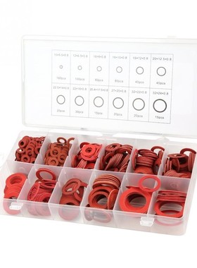 600pcs 12 Sizes Red Steel Paper Fiber Flat Washers Kit Insul