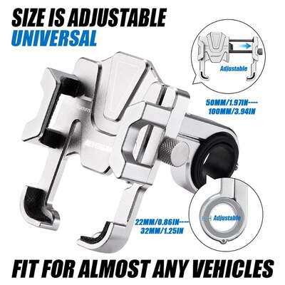 Aluminum CNC 22mm Silver Bicycle Phone Holder For Smartphon