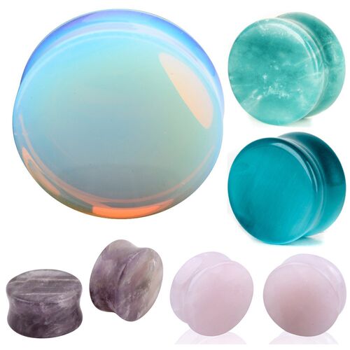 Ear Expander Ear Piercing 1 Pair of Opalite Stone Ear Plugs