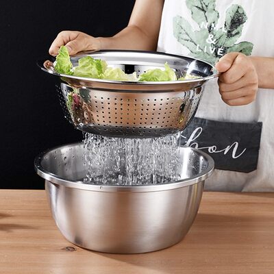 4PCS Set 304 Stainless Steel Bowl with Lid Kitchen Cooking S