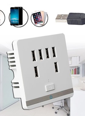 3.4A 6 Port USB Wall Charger Outlet Power Receptacle Socket