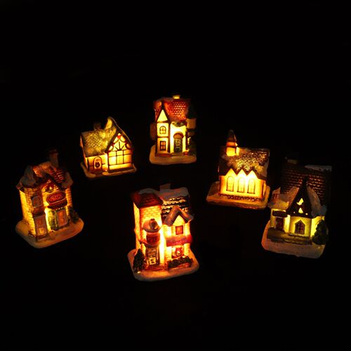 6Pcs Resin Landscape Luminous House Creative Desktop Decor