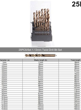Drill Bit Set Coated Metal Drills HSS Twist Wood Drill conta