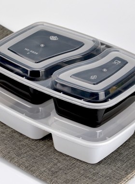 10Pcs/Set 2 Compartment Meal Prep Plastic Food Container Lun