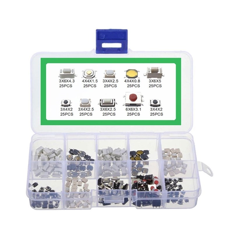 250PCS 10 Types Tactile Push Button Touch Switch Remote Keys