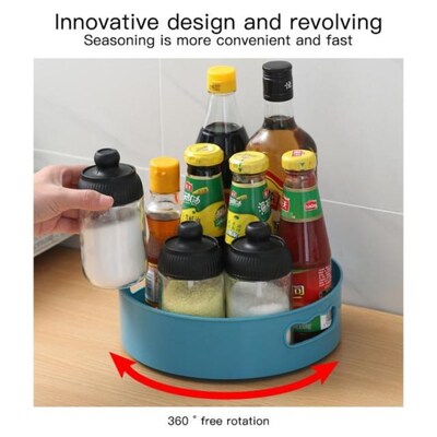360 Rotating Round Tray Spice Storage Rack Turntable Kitchen