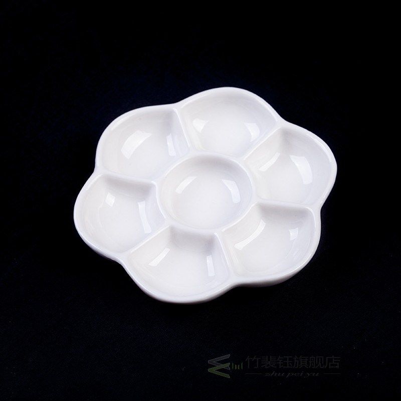 Samina New Mini Round White Paint Palette Tray Ceramics for