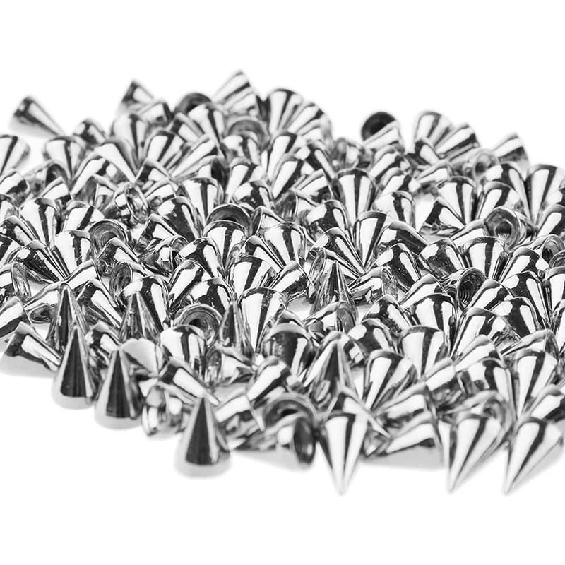 200 Sets/Pairs 9.5Mm Silver Cone Spikes Screwback Studs DIY