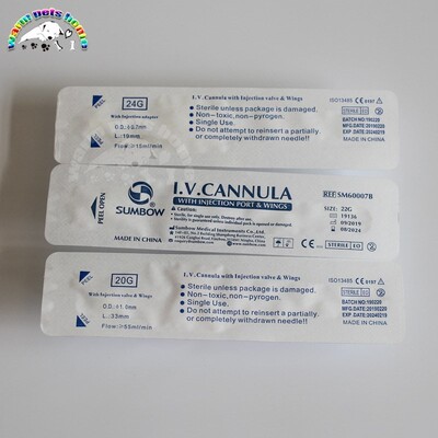 50pcs Veterinary IV cannula IV Catheter with Injection Valv