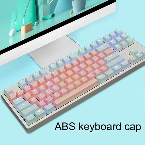 Two-color 87 Keys USB Green Gaming Switch Mechanical Keyboar
