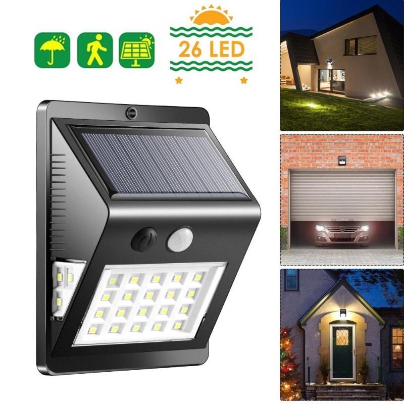 26LED Solar Motion Sensor Wall Light 3 Modes IP64 Outdoor  S