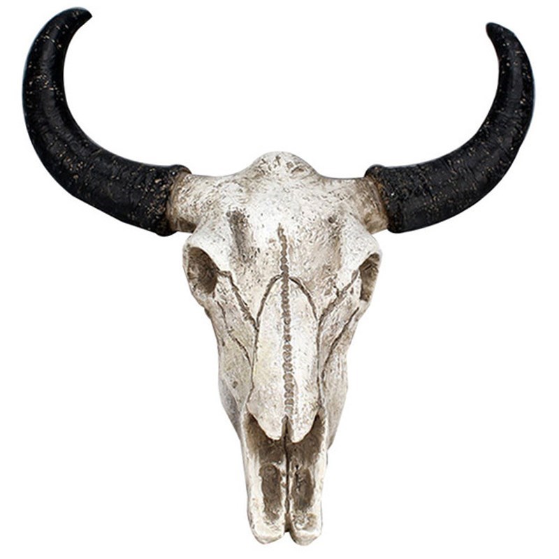 Resin Longhorn Cow Skull Head Wall Hanging Decor 3D Animal W