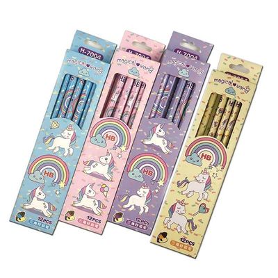 12 pcs/1 lot Kawaii Rainbow unicorn Pencils School Office S