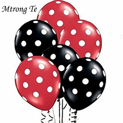 24pcs 12 Inch red and black Polka Dot Latex Balloons baby b