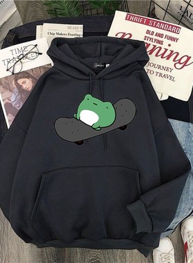2021 Springtime Skateboard frog oversized Sweatshirt men and