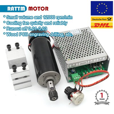 500W 100DC Air cooled spindle motor ER11 0.5NM 12000rmp + Sp