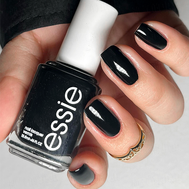 高端免烤美国ESSIE指甲油经典玛瑙纯黑色显白快干不可剥油性甲油