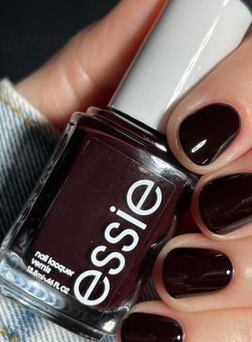 essie指甲油车厘子色249暗黑色黑樱桃酒红wicked底油亮顶油扭扭瓶