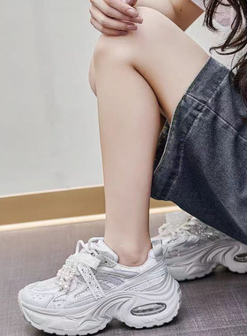 时尚小众松糕鞋厚底蕾丝老爹鞋女新款增高显瘦百搭休闲舒适7717