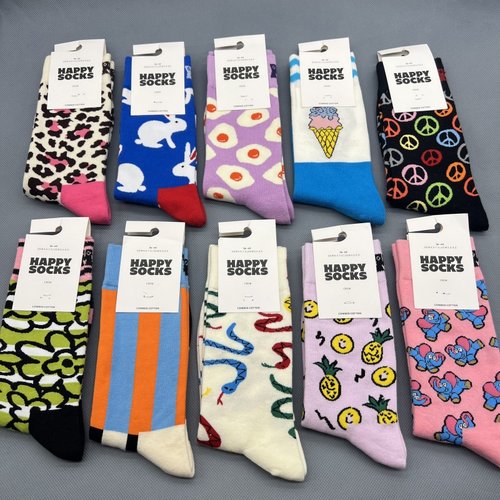 happysocks袜子女彩色卡通中筒袜