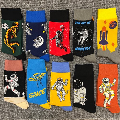 happysocks男士太空人星球花袜子