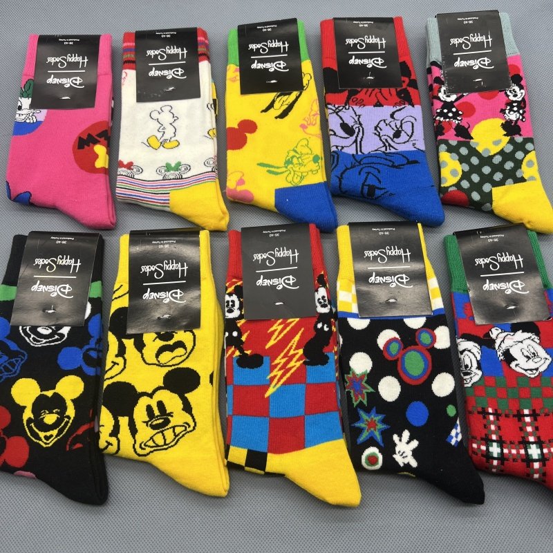 happysocks袜子女甜美ins潮四季中筒袜百搭外穿纯棉米奇卡通袜子