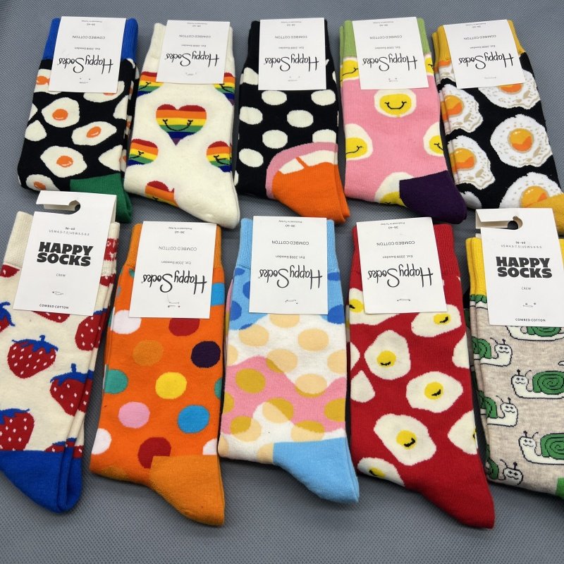 happysocks袜子女士四季款彩色中筒袜ins潮牌网红袜外穿百搭潮袜
