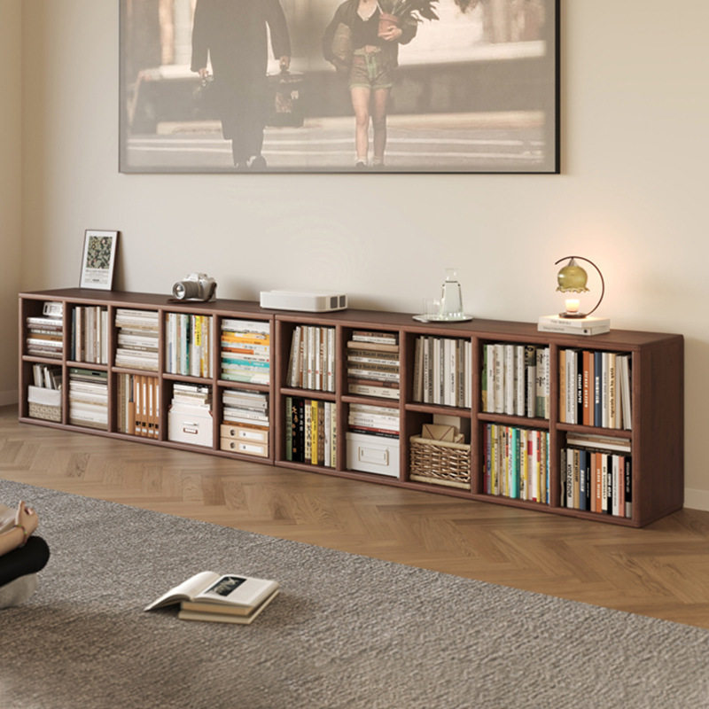 橡胶木去客厅化书柜电视柜一体矮柜实木书架收纳储物下方置物柜子,收纳整理,书桌收纳置物架,淘宝优惠券,粉丝福利购,淘宝优惠卷