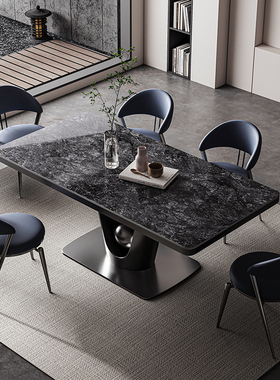佛山长方形依诺岩板餐桌家用石墨烯暖菜带电磁炉饭桌椅组合家具
