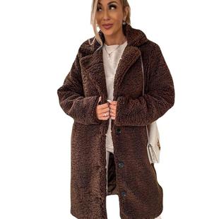 lapel womens top plush furry long Womens sleeve