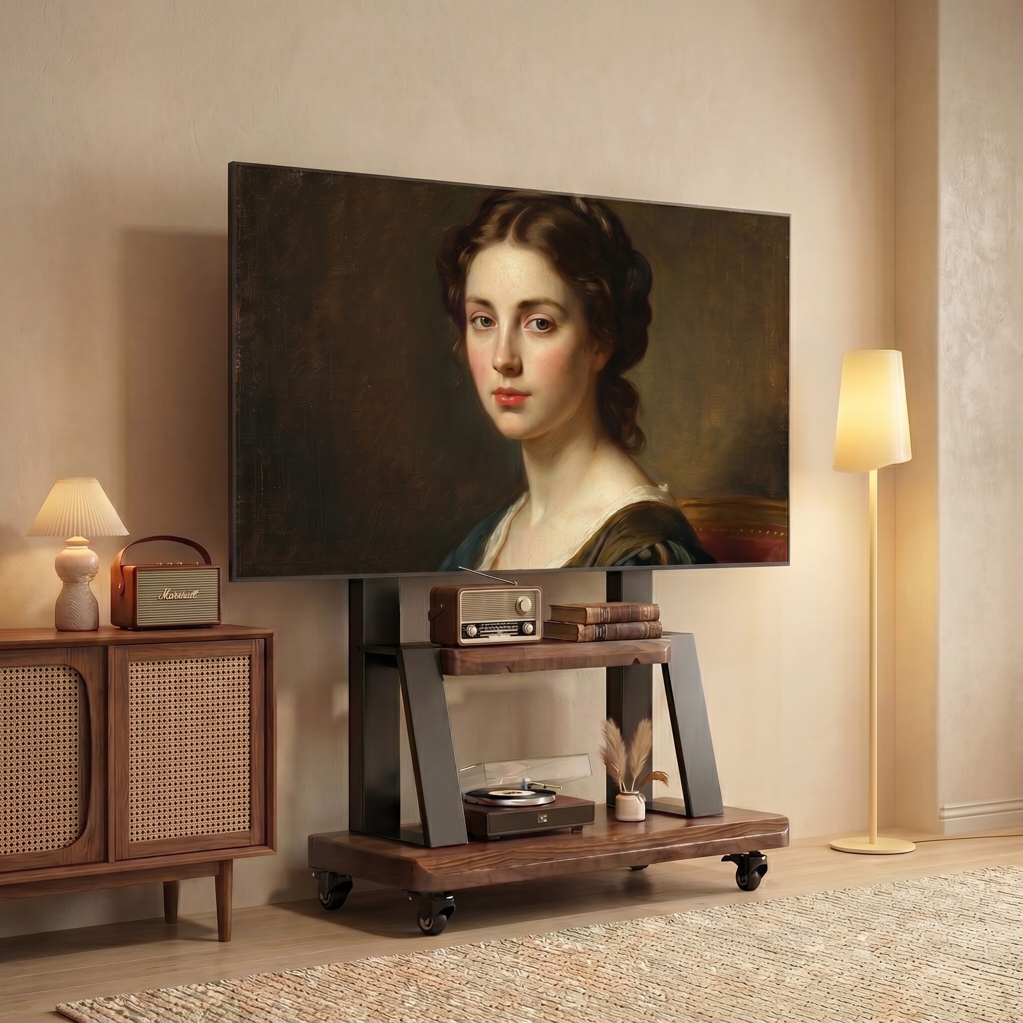 可移动电视机支架落地带轮推车适用小米海信希沃一体机立式挂架子