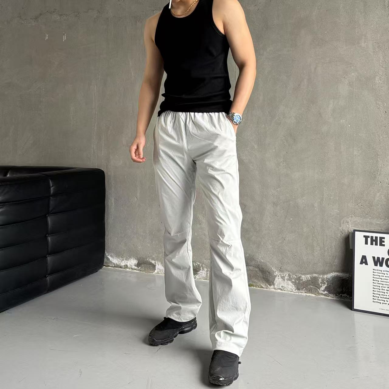 GTAL美式凉感透气网格抽绳休闲裤