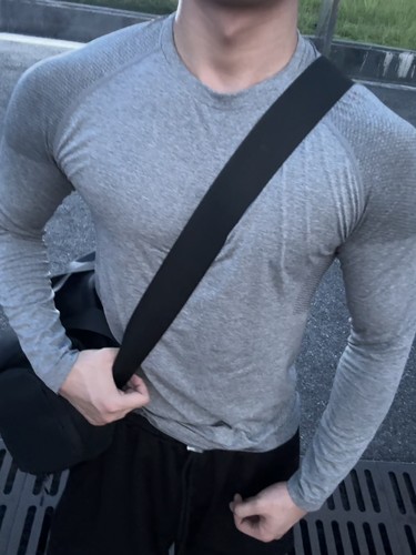 GTAL美式休闲无缝提花长袖T恤