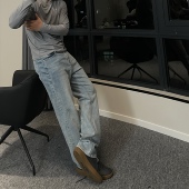 长裤 GTAL美式 水洗做旧经典 15高盎司直筒vintage休闲裤 蓝色牛仔裤