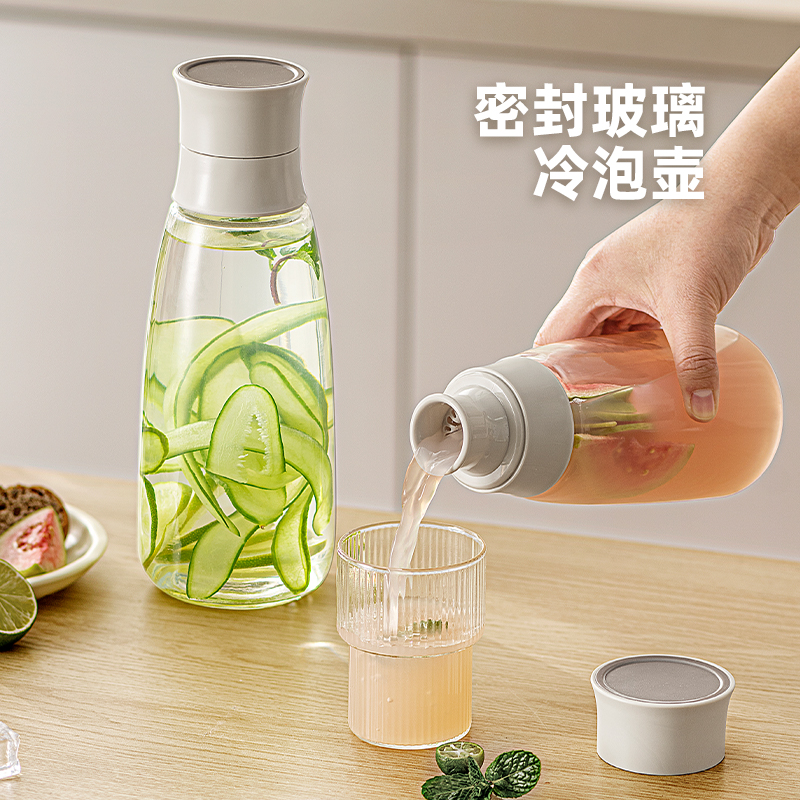 冷水壶家用食品级玻璃凉水壶带滤网冰箱冷萃壶大容量果茶冷泡壶杯
