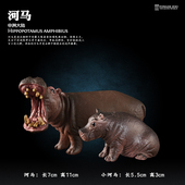 童德仿真动物玩具动物模型河马非洲河马幼崽儿童早教认知礼品摆件