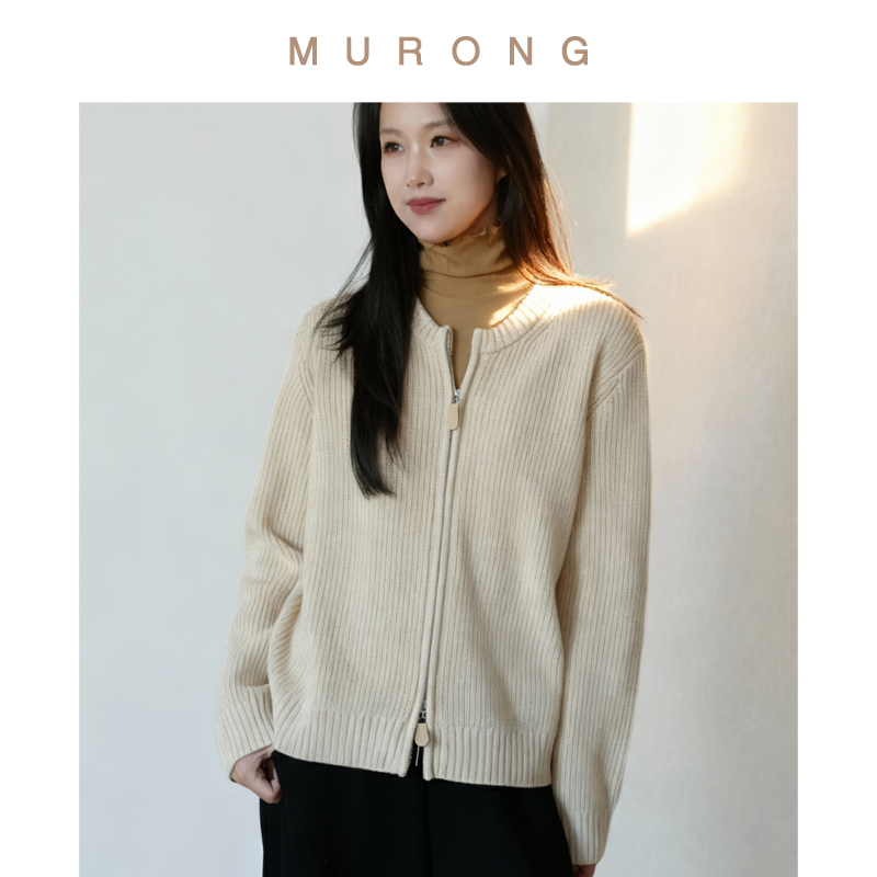 重磅560g+100%澳羊毛拉链上衣女