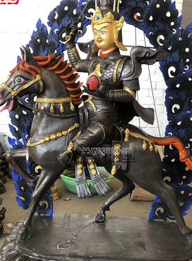 密宗纯铜精工格萨尔王护法佛像