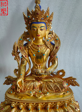 纯铜贴金地藏王菩萨佛像摆件小号