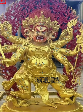 黄铜鎏金单身马头明王佛像大型
