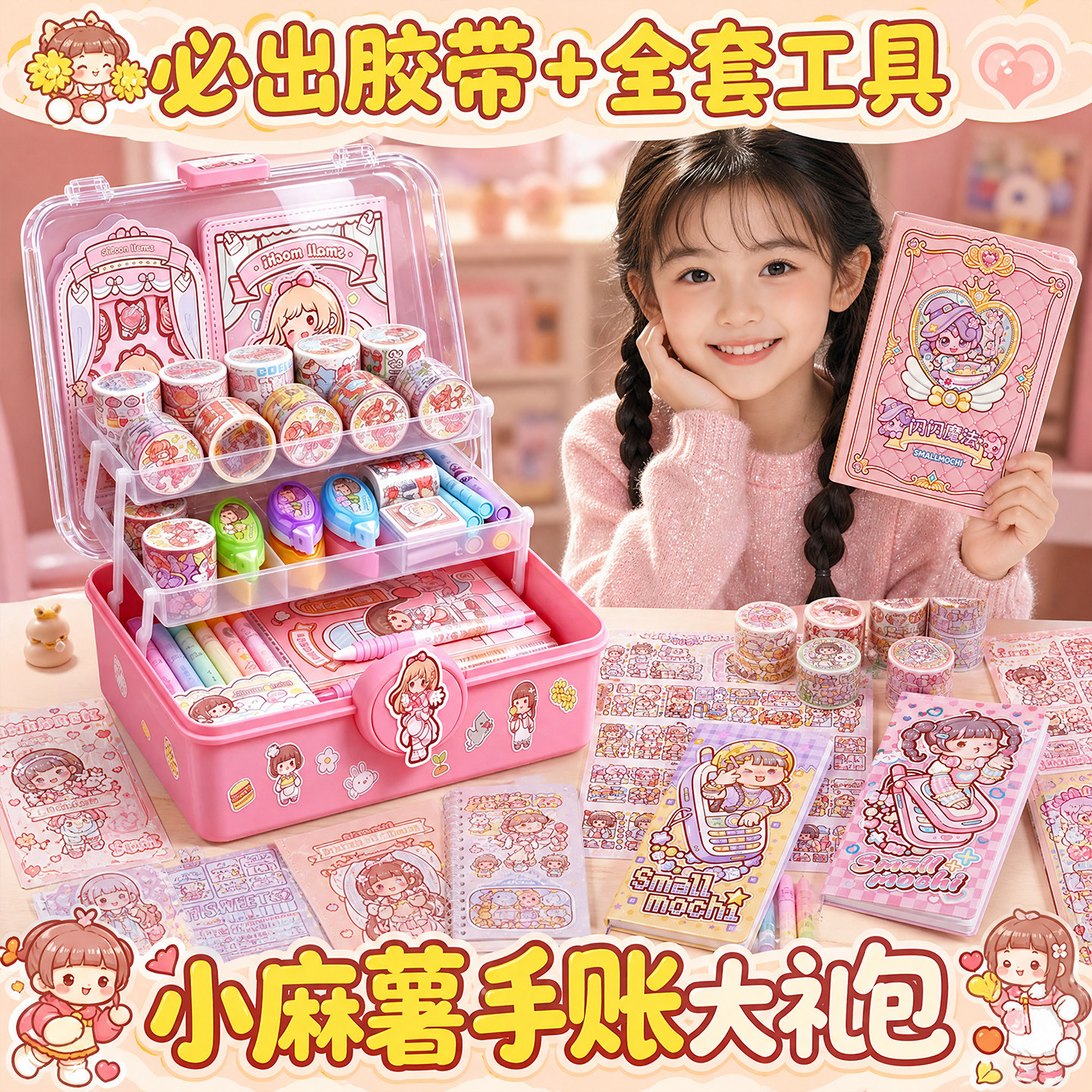 小麻薯手账本礼盒套装女孩贴纸